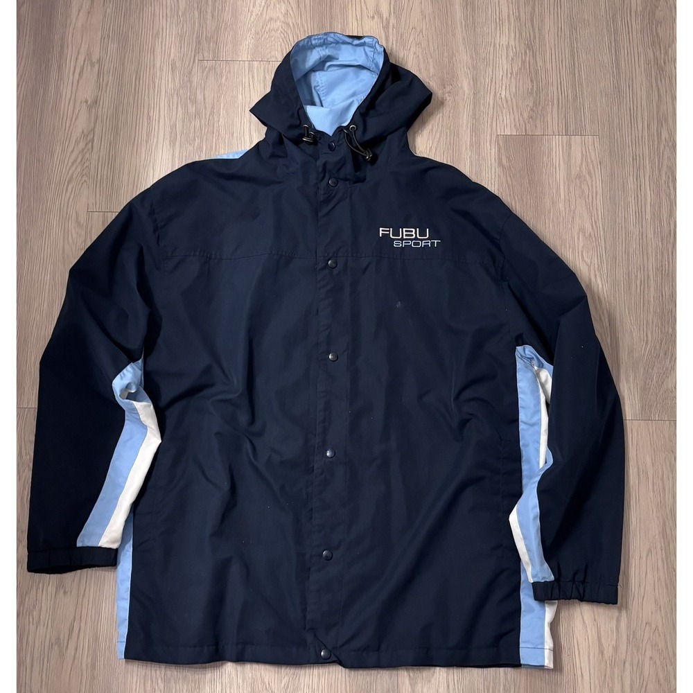 Men's vintage FUBU Sport windbreaker jacket 2XL Blue - Picture 2 of 16